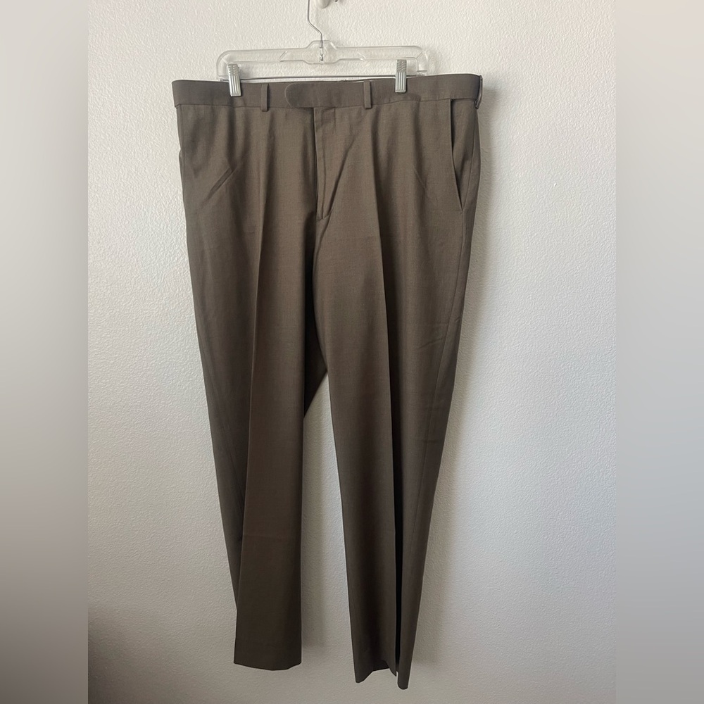 Lands End Men's Brown Dress Pants Classic Traditional Fit Trousers Work Career